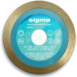 DISQUE DIAMANTÉE SIGMA 75V POUR COUPE À SEC Ø100mm TROU 22,2mm ÉPAISSEUR 1,1mm
