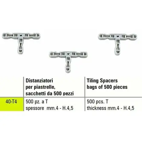 ENTRETOISE DE CARRELAGE T SIGMA 40-T4 500 PIŽêCES ŽëPAISSEUR Mm 4 - H.4,5 1 ENTRETOISE DE CARRELAGE T SIGMA 40-T4 500 PIŽêCES ŽëPAISSEUR Mm 4 - H.4,5