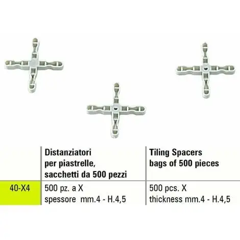 ENTRETOISE DE CARRELAGE X SIGMA 40-X4 500 PIŽêCES ŽëPAISSEUR Mm 4 - H.4,5 1 ENTRETOISE DE CARRELAGE X SIGMA 40-X4 500 PIŽêCES ŽëPAISSEUR Mm 4 - H.4,5