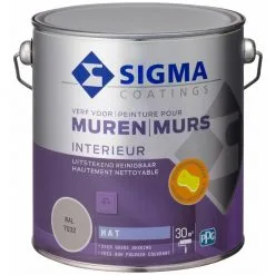 Sigma Peinture Murale - Intérieur - Mat - Excellent Nettoyable - Conservation Des Couleurs à Long Terme - Très Bonne Couverture - RAL 7032 - Marron - 2,5 Litres